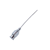 Weil Lacrimal Cannula, 21 Gauge Cannula With Polished Finish, Blunt Tip, Top Port, Curved Shaft, And Excluding Hub Overall Length Of 1 1/4" (34mm)  